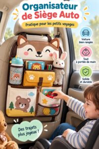 Organisateur de voiture mignon suspendu pour enfants, idéal pour le rangement