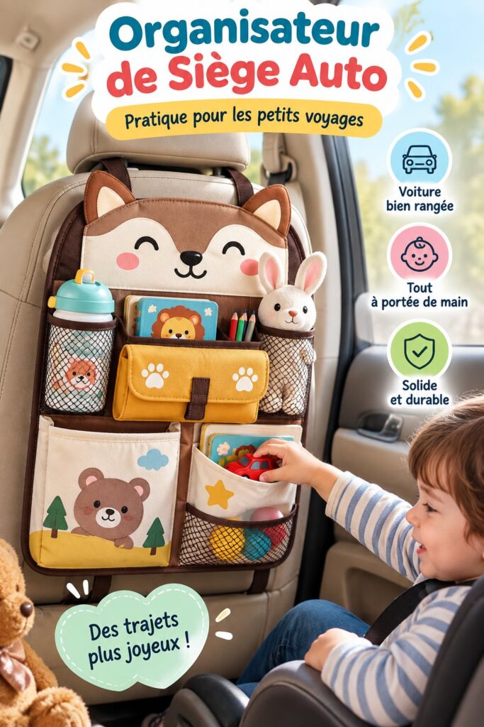 Organisateur de voiture mignon suspendu pour enfants, idéal pour le rangement