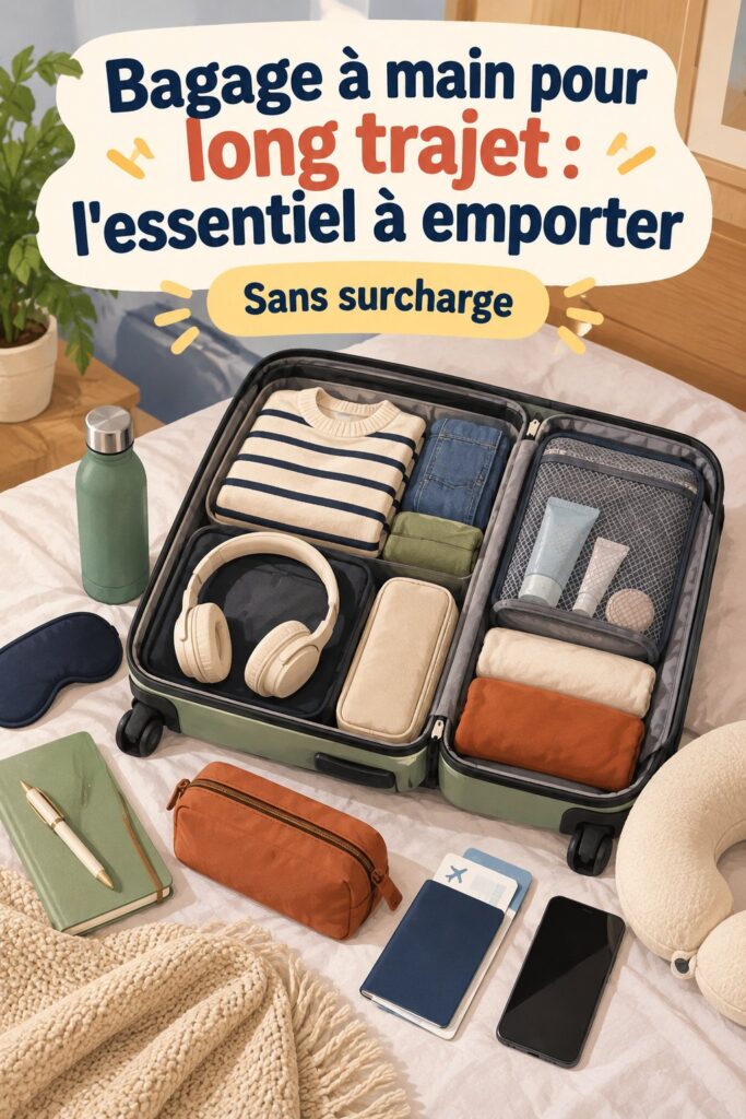Famille préparant un bagage à main pour un long trajet.