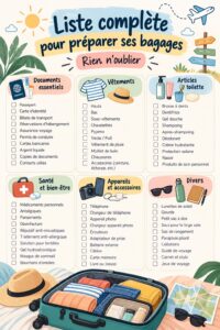 Check-list pratique pour un voyage en voiture avec enfants, incluant des accessoires indispensables.