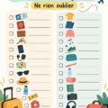Checklist pour un voyage en voiture avec enfants sur un fond ludique