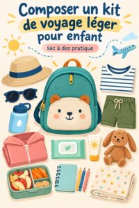 Un kit de voyage léger pour enfant intégré dans un joli sac coloré