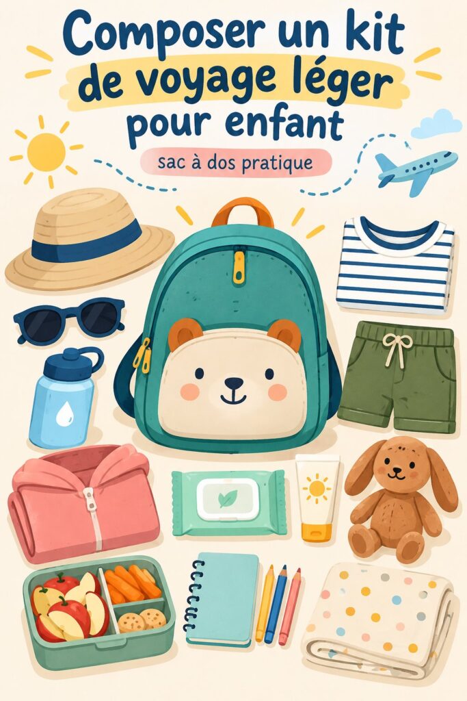 Un kit de voyage léger pour enfant intégré dans un joli sac coloré