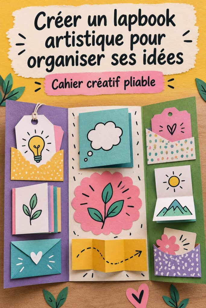 Lapbook artistique coloré avec des idées organisées et des décorations créatives