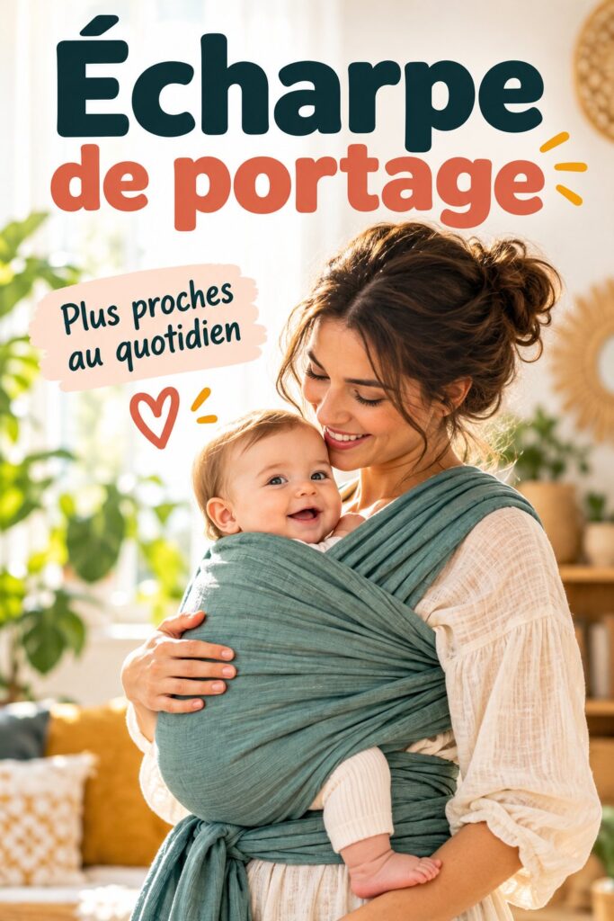 Une maman utilisant une écharpe de portage pour transporter son bébé confortablement