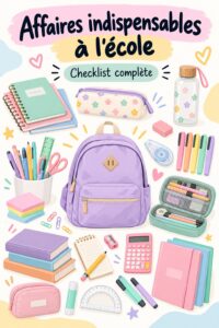 Un cartable coloré rempli de fournitures scolaires à la rentrée.