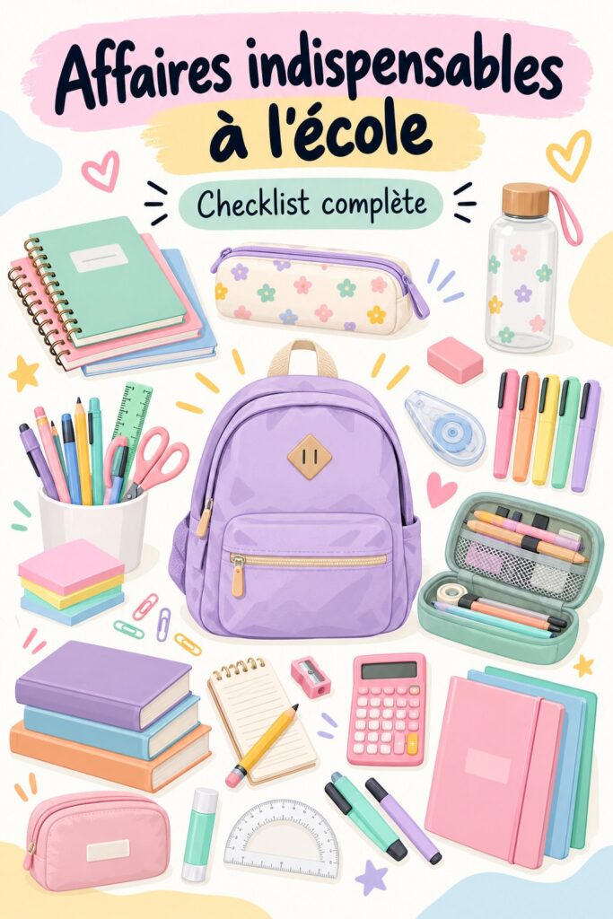 Un cartable coloré rempli de fournitures scolaires à la rentrée.