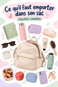 Un sac bien organisé avec des accessoires de voyage pour enfants dans une voiture.