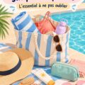 Un sac de piscine rempli d'éléments essentiels pour une journée au bord de l'eau.