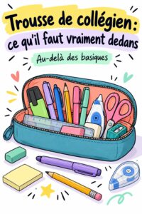 Trousse scolaire remplie de fournitures indispensables pour collégien