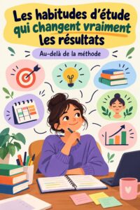 Une femme étudiant avec des livres et un ordinateur, inspirée à adopter de bonnes habitudes d'étude.