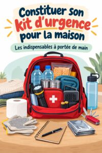 Kit d'urgence bien organisé avec des éléments essentiels pour la maison