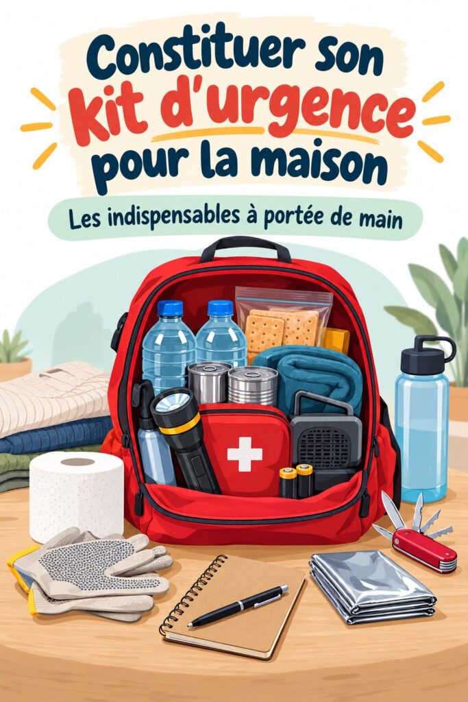 Kit d'urgence bien organisé avec des éléments essentiels pour la maison