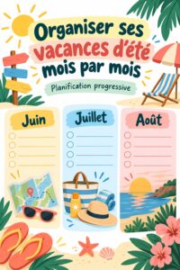 Une famille heureuse en vacances d'été, bien organisée.