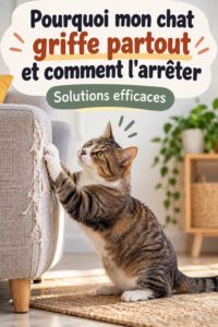 Chat griffe un meuble en bois dans un salon chaleureux.