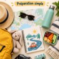 Famille heureuse préparant un road trip en voiture