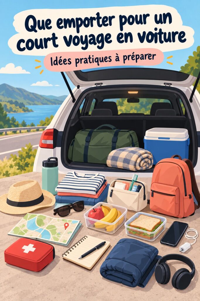 Une maman et ses enfants en voiture, préparant un voyage en famille